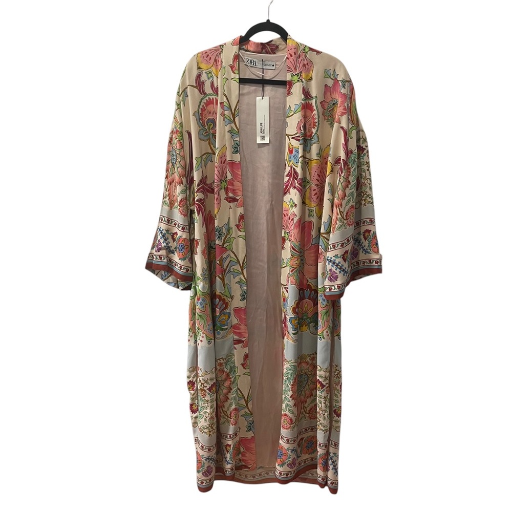 NWT Zara Printed Long Sleeve Kimono Robe Size S - Picture 6 of 12